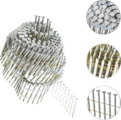 kimllier 3600 Count Coil Siding Nail Full Round Head Wire Collated Coil 15-Degree 2-Inch x .092-Inch Ring Shank Hot Dipped Galvanized - Poueer