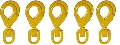 Indusco 47400827 Grade 80 Drop Forged Steel Swivel Self-Locking Hook, Painted Finish, 3/8' Trade, 7100 lbs Working Load Limit (2) - Poueer