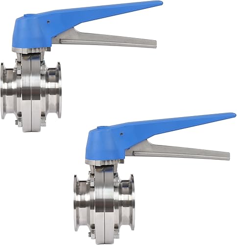 3 Inch Tri Clamp Sanitary Butterfly Valve with Trigger Handle Stainless Steel 304 Tri Clamp Clover (2 Pack 3 Inch Trigger Butterfly Valve) - Poueer