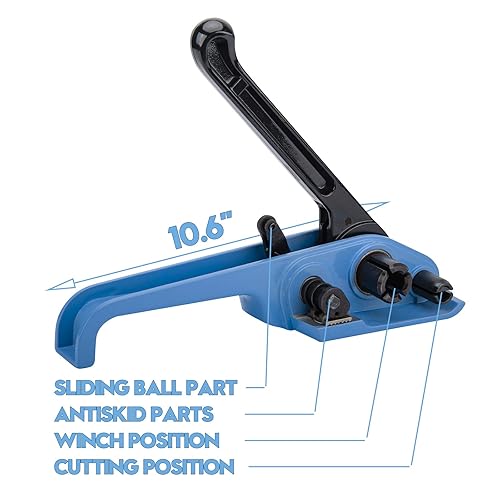MYFAMIREA Heavy Duty Banding Strapping Kit with Tensioner Tool, 1/2' x 3500FT Polypropylene Plastic Packaging Strapping, 300 Metal Seals, Sealer Tool for Pallets, Logistics, Warehouse (Red) - Poueer