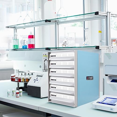 4E's USA Tissue Cassette Storage - Histology Cassette Cabinet with Six Impact Resistant Drawers, Stackable Histology Block Storage, Holds up to 2100 Tissue Cassettes Per Cabinet - Poueer