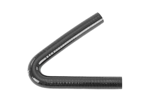 HPS HTSEC135-125-BLK High Temp 4-ply Reinforced Silicone 135 Degree Elbow Coupler Hose, 1-1/4' ID, 5mm Wall Thickness, 5' Leg Length on each side, Black - Poueer
