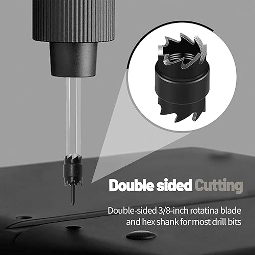 Spot Weld Cutter Set Double Sided,3/8' HSS Spot Weld Cutter Remover Drill Bits Hex Sheet Metal Hole Cutter Remover Kit for Power Drill Spot Welding, by NAKAO (16 Pcs) - Poueer