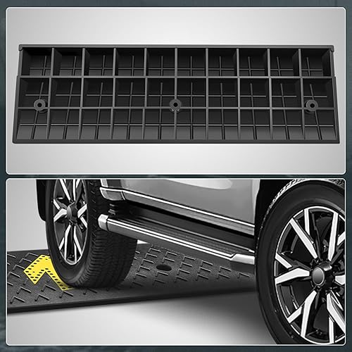 2pcs 5.5 in. Rise 37.4' L x 13.8' W Heavy-Duty Rubber Arrow Curb Ramps, Bridge Ramp for Driveway, Wheelchair, Cars CAAP-TOLS-LRAMP-Arrow-D - Poueer