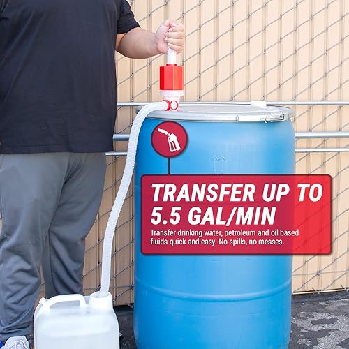 TERA PUMP New Lightweight Water Pump (BPA-Free) Easy to Carry & Food Grade, Fast Siphon, Emergency, Survival Disaster, Hand Transfer for Drinking Water, Fuel etc. - Poueer