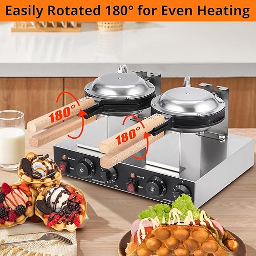 Bubble Waffle Maker 2800W Electric Bubble Waffle Maker Machine Non-stick Egg Waffle Maker Bubble Waffle Baker for Home and Commercial Use - Poueer