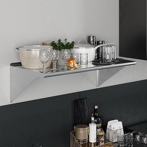 AmGood 24' X 48' Stainless Steel Wall Shelf | NSF | Garage, Laundry, Storage, Utility Room | Restaurant, Commercial Kitchen - Poueer