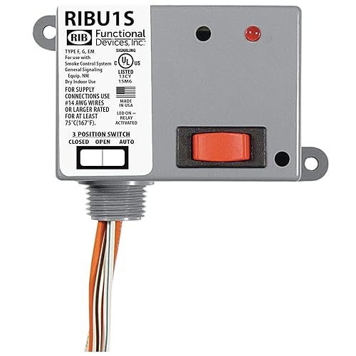 Functional Devices RIBU1S Pilot Relay, 10 Amp SPST-N/O + Override, 10-30 Vac/dc/120 Vac Coil, NEMA 1 Housing - Poueer