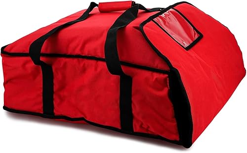 DEAYOU Pizza Bag, Pizza and Food Delivery Bag, Professional Thermal Pizza Warmer Bag, Hot Pizza Carriers for Transport, Moisture Free, Heavy Duty, 22' x 22' x 8', Red - Poueer