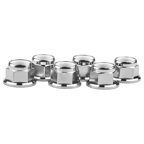 Titanium M6 M8 M10 M12 M14 Nuts Flange Nylon Lock Nut Pack of 6 (M12 Pitch 1.25mm) - Poueer