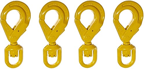 Indusco 47400827 Grade 80 Drop Forged Steel Swivel Self-Locking Hook, Painted Finish, 3/8' Trade, 7100 lbs Working Load Limit (2) - Poueer
