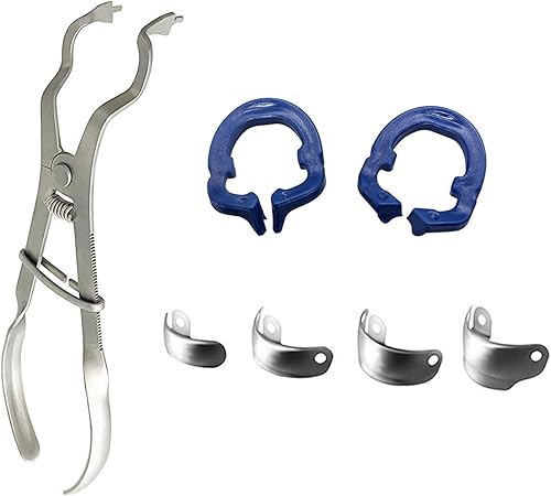 Dental Sectional Matrix System Set, Dental Sectional Matrix Bands Placing Plier Forceps, Dental Resin Clamping Ring Matrix Bands for Dental Restorations.-F4&Placing Plier Forceps - Poueer