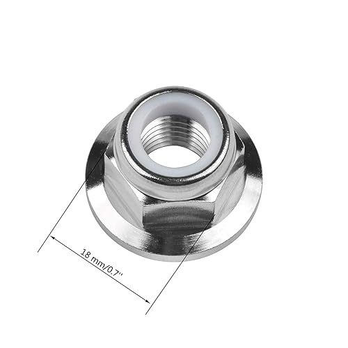 Titanium M6 M8 M10 M12 M14 Nuts Flange Nylon Lock Nut Pack of 6 (M12 Pitch 1.25mm) - Poueer