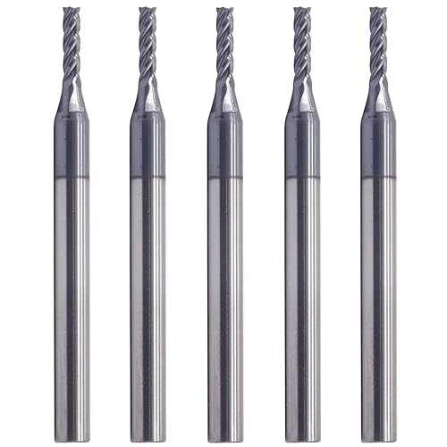 BestParts High Performance 5pcs 7/16' Solid Carbide Square End Mills, AlTiN Coated, 4 Flute, 30 Degree Helix, 7/16' Cutting Diameter, 7/16' Shank Diameter, 1' Length of Cut, 2-3/4' Overall Length - Poueer