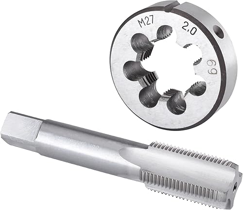 Burkit M27 X 2 Tap and Die Set, M27 x 2.0 Machine Thread Tap and Round Die Right Hand - Poueer