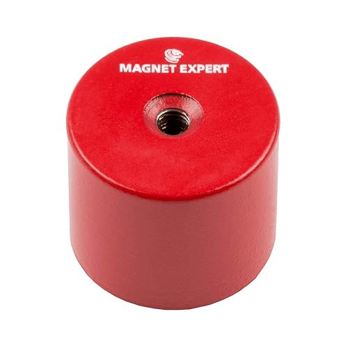 1 3/8' Diameter x 1 3/16' Thick Alnico Deep Pot Magnet c/w M6 Threaded Hole - 30.87lbs Pull (Pack of 4) - Poueer