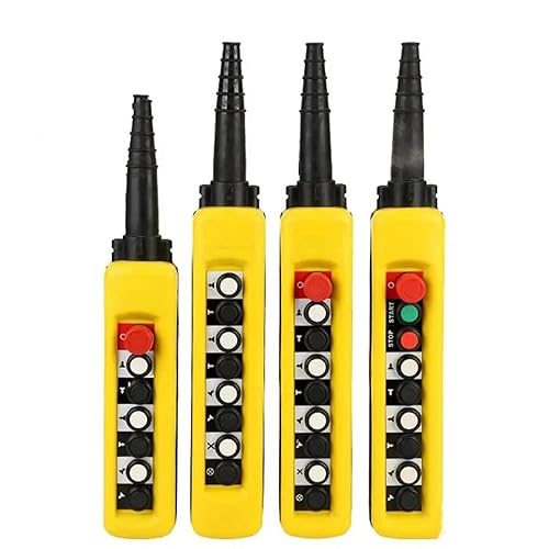 2/4/6/8 Pushbuttons Double Speed Hoist Crane Pendant Control Stations with Emergency Stop for Circuits Double Insulated(White) - Poueer