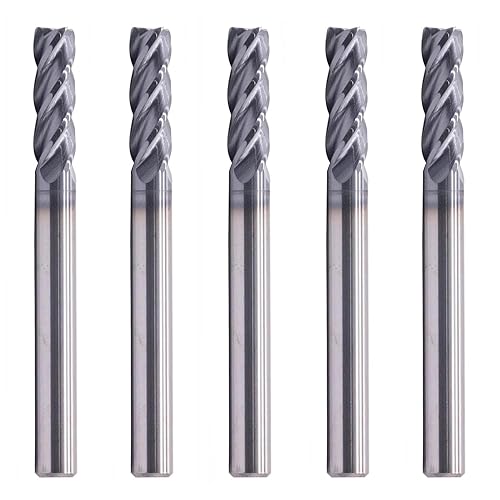 BestParts High Performance 5pcs 7/16' Solid Carbide Square End Mills, AlTiN Coated, 4 Flute, 30 Degree Helix, 7/16' Cutting Diameter, 7/16' Shank Diameter, 1' Length of Cut, 2-3/4' Overall Length - Poueer