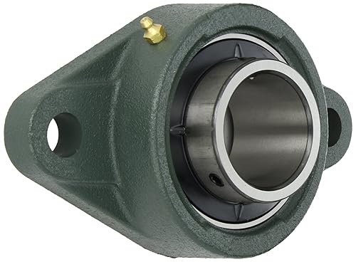 NTN UCFL212D1 Light Duty Flange Bearing, 2 Bolts, Setscrew Lock, Regreasable, Contact and Flinger Seals, Cast Iron, 600mm Bore, 7-61/64' Bolt Hole Spacing Width, 5-1/2' Height, 8094lbf Static Load Capacity, 11803lbf Dynamic Load Capacity - Poueer