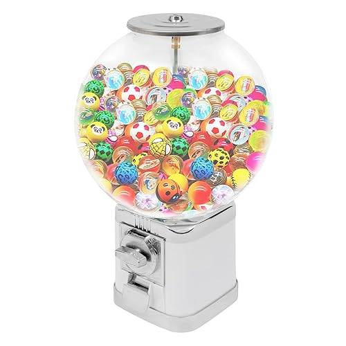 Commercial Candy Vending Machine, 1 Dollar Coin Twister Ball Dispenser Vending Machine, Candy Dispenser Small Kids Vending Machines for Stores Parks Hypermarkets, White - Poueer