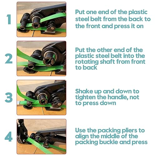 MYFAMIREA Heavy Duty Banding Strapping Kit with Tensioner Tool, 1/2' x 3500FT Polypropylene Plastic Packaging Strapping, 300 Metal Seals, Sealer Tool for Pallets, Logistics, Warehouse (Red) - Poueer