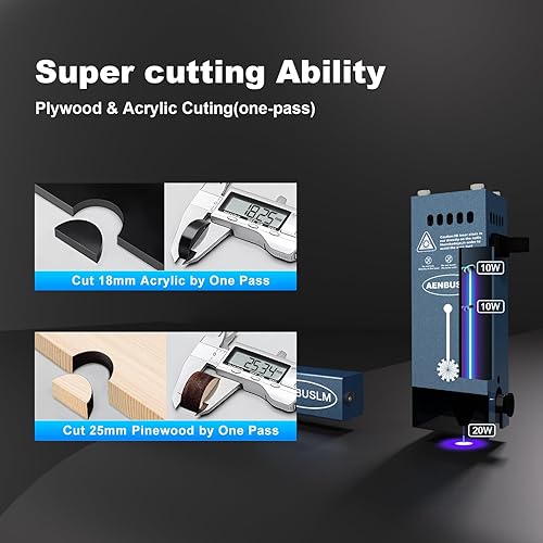 AENBUSLM 20W Laser Engraver Module,10000mW Output Power,Built-in Air Assist,Fixed-Focus,Double Ultra-Fine Compressed Spot CNC Carving DIY Laser Masterfor Laser Engraver Machine - Laser Class:lV - Poueer