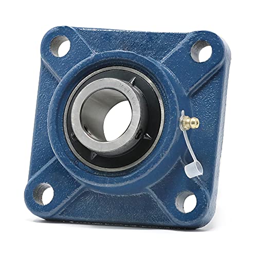 MAPLE ACE UCF207-22 Square Flange Bearing 1-3/8' Bore, 4-Bolt Self-Aligning, Solid Base, Heavy Duty (Qty 2) - Poueer