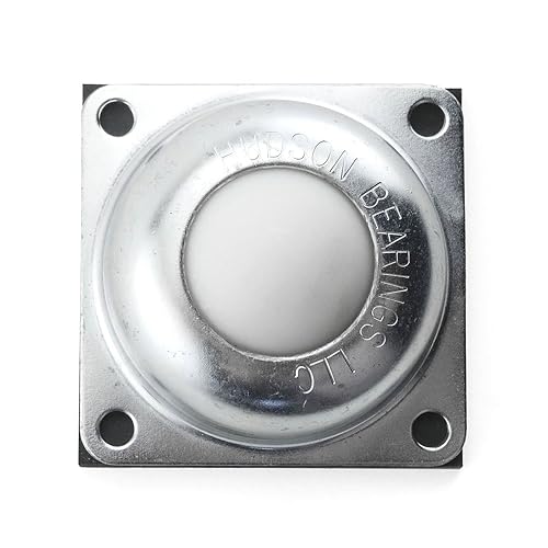 BT-1-1/2 Flange Mounted Nylon Ball Transfer with Neoprene Cushion, Carbon Steel, 1-1/2' Diameter, 250 lbs Load Capacity (Case of 4) - Poueer