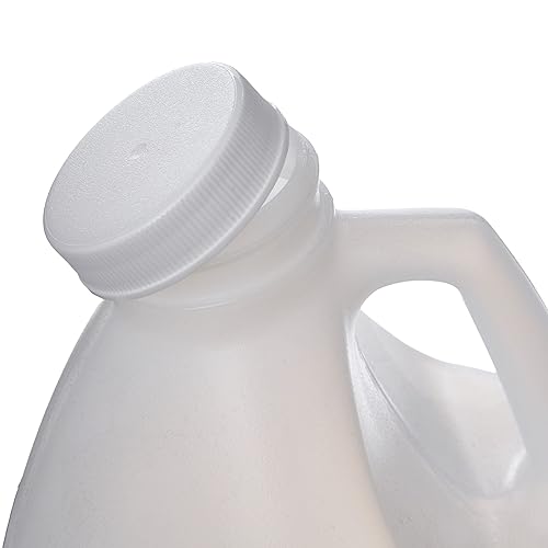 Hudson Exchange 1/2 Gallon Round Plastic Jug with Cap, HDPE, Natural, 6 Pack - Poueer