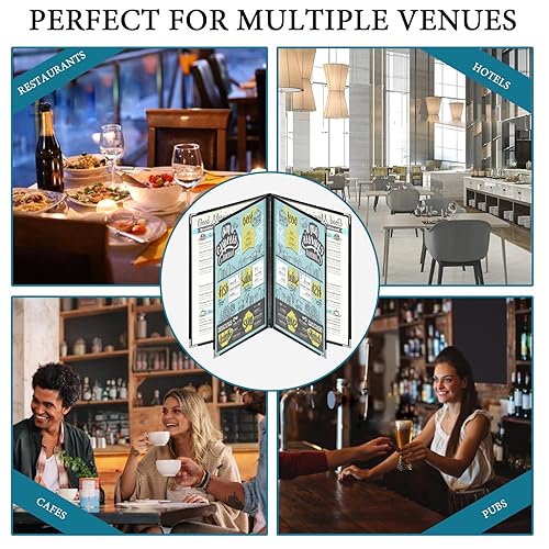 20 Pack Restaurant Menu Covers Clear Café Menu Holder Double-Stitched Edges 4 Page/8-Views Menu Book Reusable Menu Sleeves for Restaurant, Café, Bar, Easy-Insert Design - Poueer