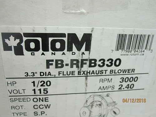 Intercity Furnace Flue Exhaust Venter Blower 115V - 330701-701, 329148-70,11013915 Rotom FB-RFB330 - Poueer