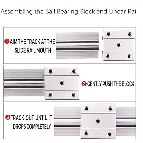 Linear Rail Guide SBR12-47.24 inch / 1200mm 1Pcs Linear Rail + 2Pcs 12mm SBR12UU Bearing Blocks, 12mm Linear Motion Slide Guide Rail with Ball Bearings Sliding Block as Heavy Duty CNC Kit - Poueer