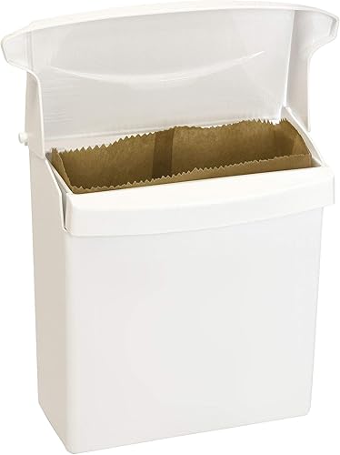 Rubbermaid 614000 Sanitary Napkin Receptacle with Rigid Liner, Rectangular, Plastic, White - Poueer