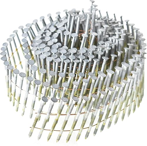 kimllier 3600 Count Coil Siding Nail Full Round Head Wire Collated Coil 15-Degree 2-Inch x .092-Inch Ring Shank Hot Dipped Galvanized - Poueer