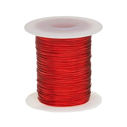 Magnet Wire, Heavy Build Enameled Copper Wire, 23 AWG, 2.5 lb, 1563' Length, 0.0249' Diameter, Red - Poueer