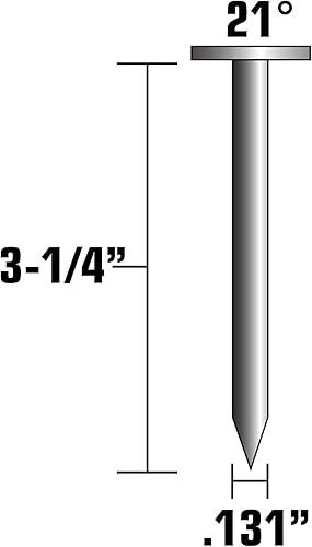 Metabo HPT Framing Nails | 3-1/4 In. x .131 | 21 Degree | Full Round Head | Hot Dipped Galvanized | Smooth Shank | 2,000 Count | 10163MHPT - Poueer