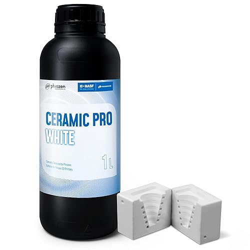 Phrozen Ceramic Pro Resin, Ceramic-Like Matt Finish, Ultra-Low Viscosity, for Industrial-Grade Mechanical Models (White, 1000ml) - Poueer