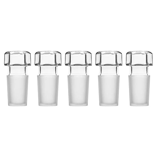 stonylab Glass Hex Head Hollow Glass Stopper, Hexagonal Head Glass Hollow Stopper for 24/40 Outer Joint Glass with Closed Bottom (5 Packs) - Poueer
