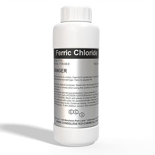Ferric Chloride - High Concentration Chloride Solution - Wide Applications - Ideal as Etching Cream, Coagulant for Water Treatment - Copper and Stainless Steel Etchant Solution - 1000mL (32 Fl Oz) - Poueer
