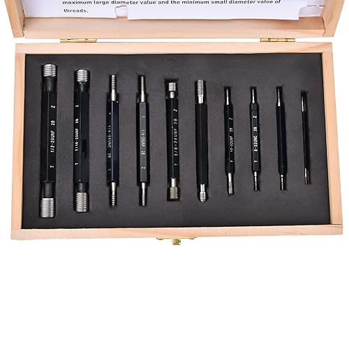 Thread Plug Gauge High Accuracy Double End Through Stop Measurement Hand Tool for Hardware Tool Thread Diameter Measurement 10Pcs (Imperial Thread) - Poueer