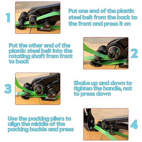 MYFAMIREA Heavy Duty Banding Strapping Kit with Tensioner Tool, 1/2' x 3500FT Polypropylene Plastic Packaging Strapping, 300 Metal Seals, Sealer Tool for Pallets, Logistics, Warehouse (Red) - Poueer