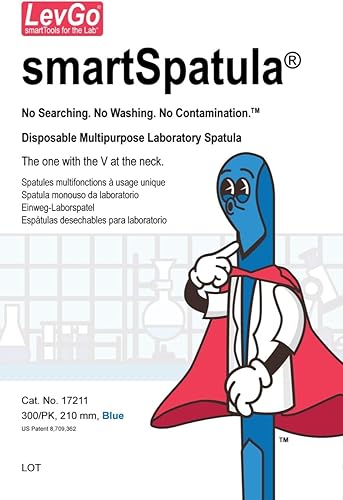 LevGo® 17211 Standard smartSpatula® Disposable Multipurpose Laboratory Spatula, PP, 210 x 7 mm (300 spatulas per Pack). Look for The V at The Neck. - Poueer