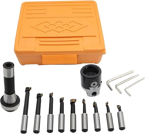 9Pcs 2 Inch Boring Head R8 Shank 1/2 Inch Carbide Boring Bar Set milling Machine Boring Head Set - Poueer