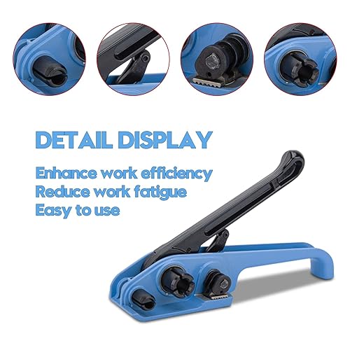 MYFAMIREA Heavy Duty Banding Strapping Kit with Tensioner Tool, 1/2' x 3500FT Polypropylene Plastic Packaging Strapping, 300 Metal Seals, Sealer Tool for Pallets, Logistics, Warehouse (Red) - Poueer