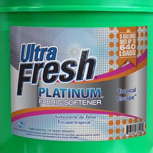 Ultra Fresh Platinum Fabric Softener Up to 640 Loads, Tropical Escape, 5 Gallon - Poueer