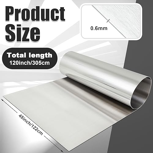 430 Stainless Steel Sheet Metal 48 x 96 Inches 24ga Metal Plates Panel #4 Brushed Finish Magnetic Mount Board Wall Food Truck Restaurant Crafting Kitchen Floor Trailer Garage Gym (1 Pack) - Poueer