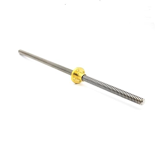 Threaded Backlash 304 Stainless Steel Screw Rod with Brass Nut 2mm Pitch 2mm 8mm 10mm 20mm Lead T10 Lead Screw Rod Trapezoidal Screw Rod Screw trapezoidal (Color : 2mm Pitch 20mm Lead, Size : 500mm - Poueer