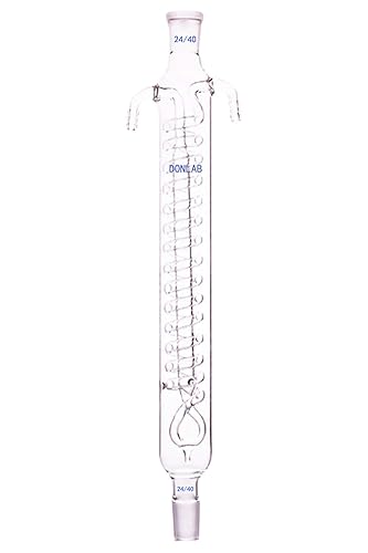 GCR-0504 Glass 500mm Length,Dimroth's Reflux Condenser,Coil Reflux Condenser with 24/40 Ground Glass Joint - Poueer