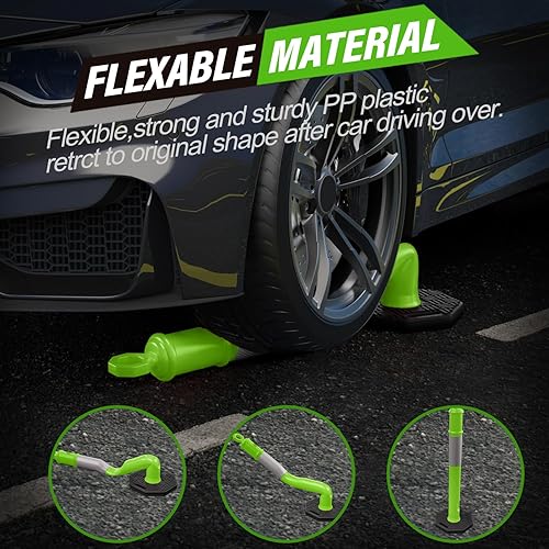 RoadHero 45 Inch 3 Pack Delineator Post with Base, Orange Traffic Delineator Posts Cones with Reflective Collars for Parking Lots, Road Safety, Construction Events - Poueer