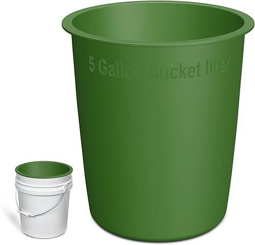 5 Gallon Silicone Bucket Liners for Mud And Tile, Reusable Rubber Bucket Liner with Graduated Measurements for Concrete Mix (Green 5Gallon) - Poueer